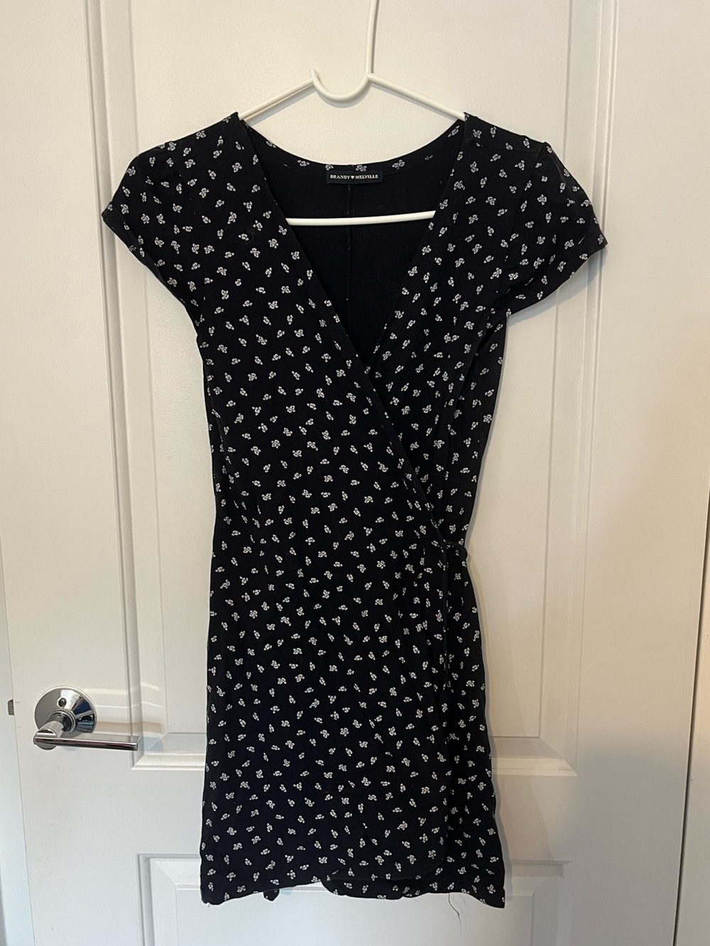 Brandy Melville Black Mini Dress with White Floral Print